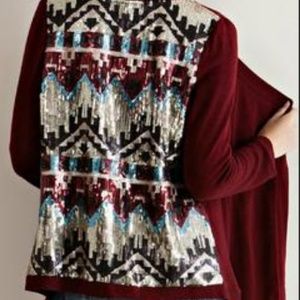 Entro Sequined Back Cardigan Large NWOT